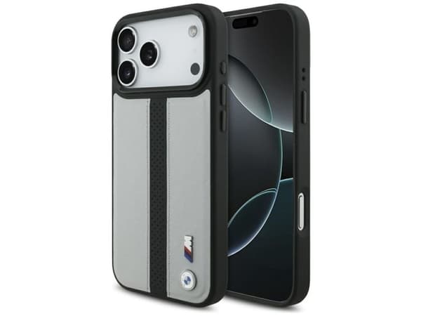 Etui BMW M Perforated Stripe Logo MagSafe til iPhone 17 Pro Max grå