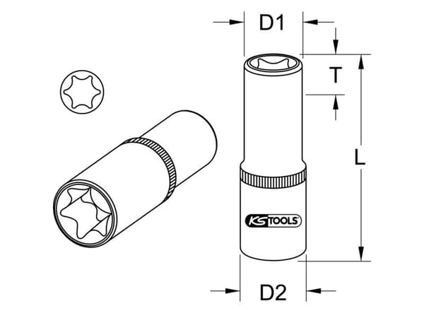 KS Tools 911.4426 E-profil topnøkkel | E 14 | 1/2