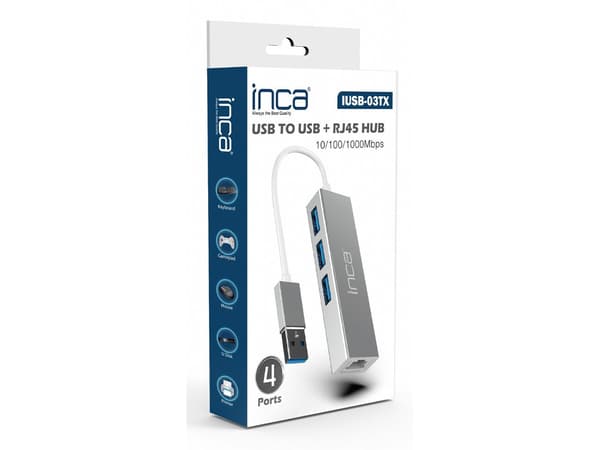 INCA-sovitin IUSB-03TX Ethernet > USB ja C-tyyppi 1000Mbit