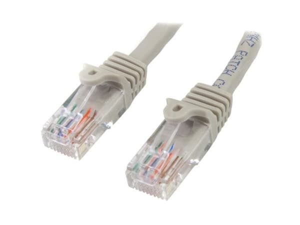 StarTech.com 1m Gray Cat5e / Cat 5 Snagless Patch Cable - Patchkabel - RJ-45 (han) til RJ-45 (han) - 1 m - UTP - CAT 5e - formet, knastfri - grå