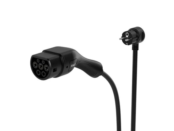 Sinox EV-ladekabel Mode 2 6–16A 1-fase, 5 m, sort