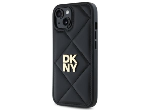 DKNY quiltet stack-logo iPhone 14-etui - svart