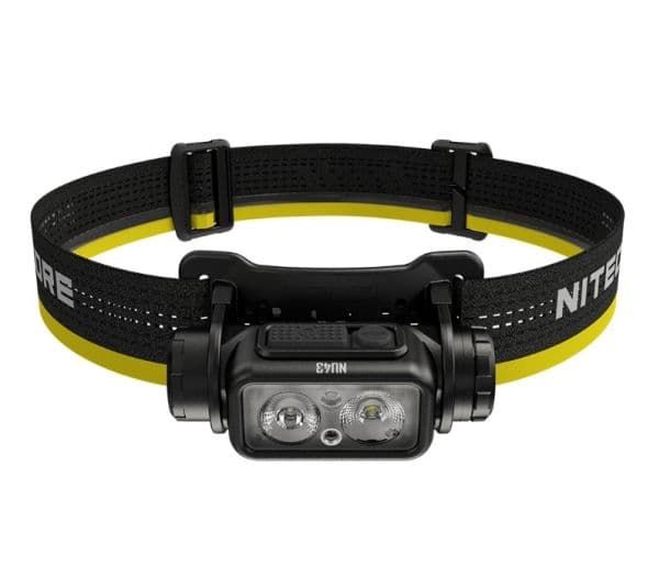 Nitecore NU43, Hodebåndslommelykt, Sort, Gult, Aluminium, Knapper, 2 m, 2 m