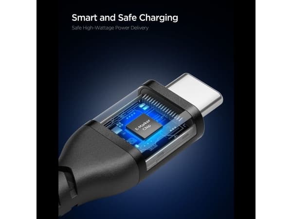 Spigen EB10010CCA Essential, 1 m, USB C, USB C, USB 2.0, 0,48 Gbit/s, Svart