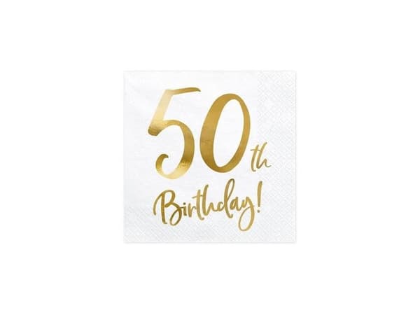 Servietter 50th birthday, guld