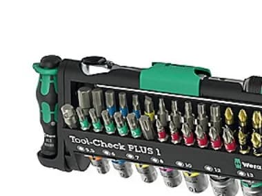 Wera Tool-Check PLUS - Ratcheting screwdriver with bit and socket set - i hållare