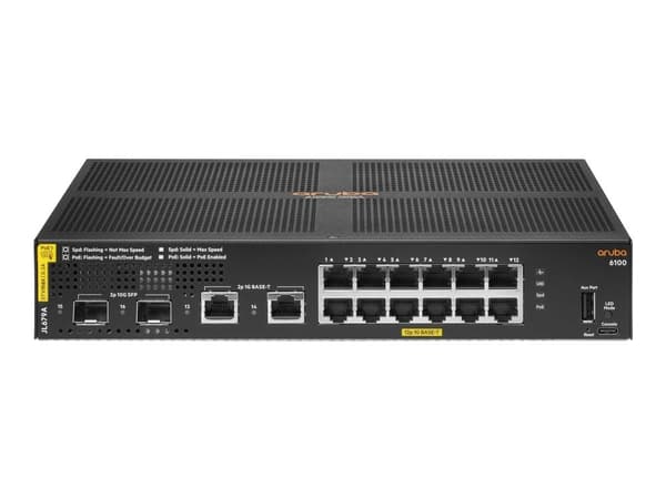 Aruba 6100 12G Class4 PoE 2G/2SFP+ 139W switch