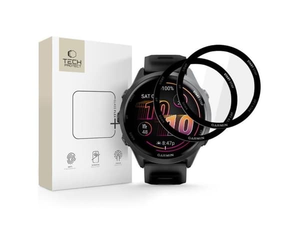 Hofi Tech-Protect hybridglass FLEX+ 2-pk Garmin Forerunner 970 / 570 (47 mm) sort