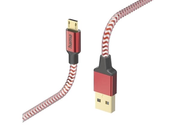 Hama Reflective, 1,5 m, USB A, Micro-USB B, USB 2.0, 0,48 Gbit/s, Rød
