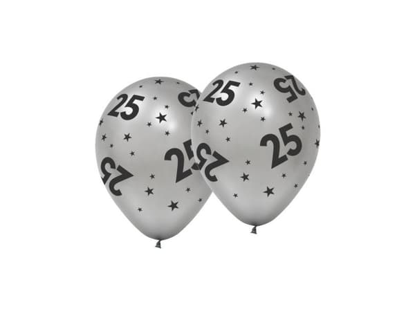 25 år sølvballonger, 6 stk