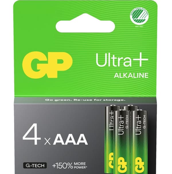 GP Ultra Plus Alkaline AAA-batteri 24AUP/LR03 4-pak