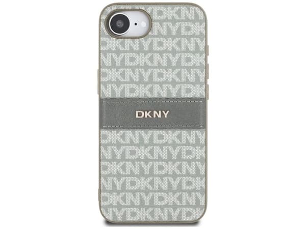 DKNY mobilskal Repeat Texture Pattern med ton-i-ton rand för iPhone 16e beige