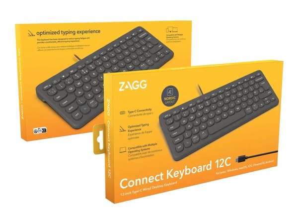 ZAGG Connect Keyboard 12C, Langallinen, USB, QWERTY, Musta