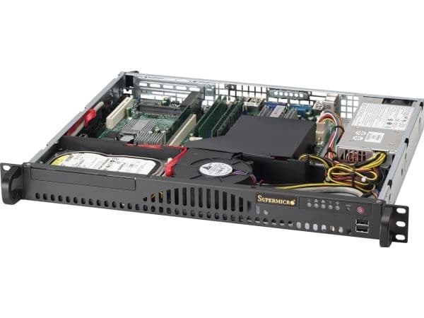 Supermicro SC512-203B, Stativ, Server, Sort, ATX, 1U, HDD, Strøm