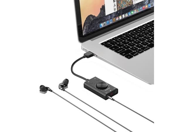 Multifunktionellt externt USB-ljudkort - svart