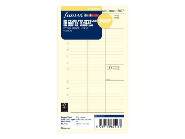 Refill Personal 2027 Week Per Posting Vertical ruotsi/tanska/norja