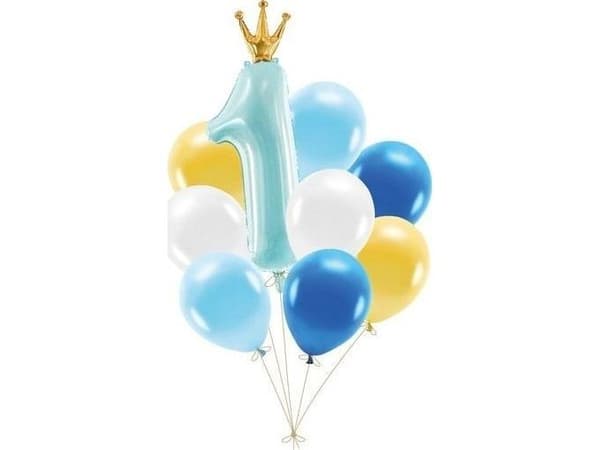Ballonsæt 1 års fødselsdag, lyseblå