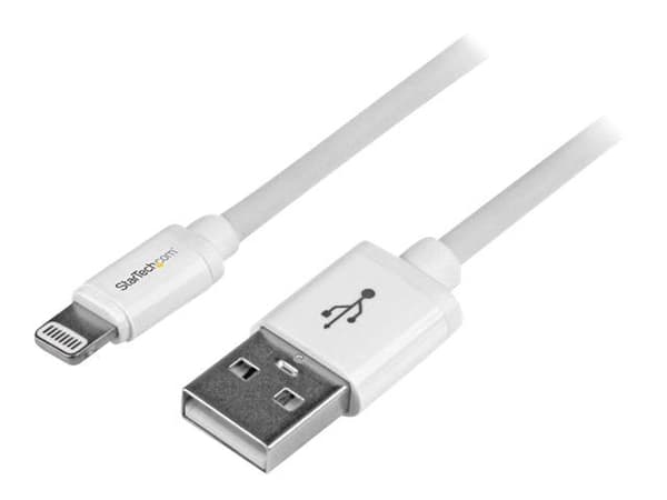 Startech 2m (6ft) Long White Apple 8-pin Lightning Connector to USB Cable for iPhone / iPod / iPad - Charge and Sync Cable (USBLT2MW) - Lightning-k...