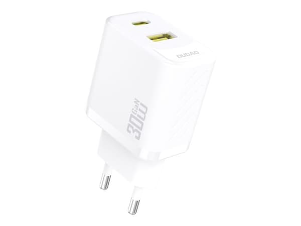 Dudao vegglader USB-A + USB-C GaN PD 30W - hvit