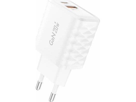 Foneng EU56 nettlader 1xUSB-A, 1xUSB-C, 20W (hvit)