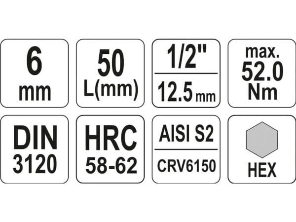YATO unbrakonøgle 1/2 6x55 mm 04382