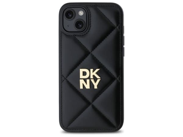 DKNY quiltet stack-logo iPhone 15 Plus-etui - sort