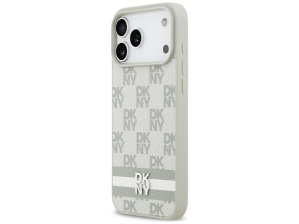 DKNY Checkered with Printed Stripes Case for iPhone 17 Pro Max - Beige