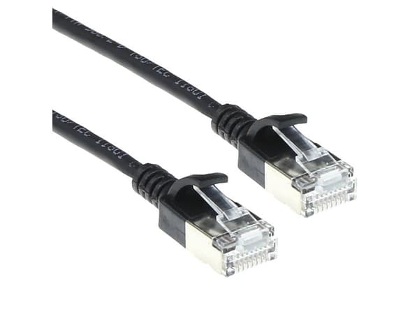 ACT Black 2 meter LSZH U/FTP CAT6A datacenter slimline patchkabel snagless med RJ45 (DC7902)