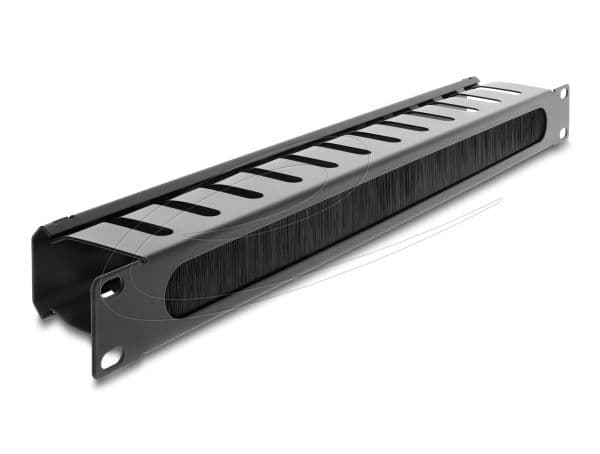 Delock - Racks kabelhantering routing panel - med borste - svart - 1U - 19"