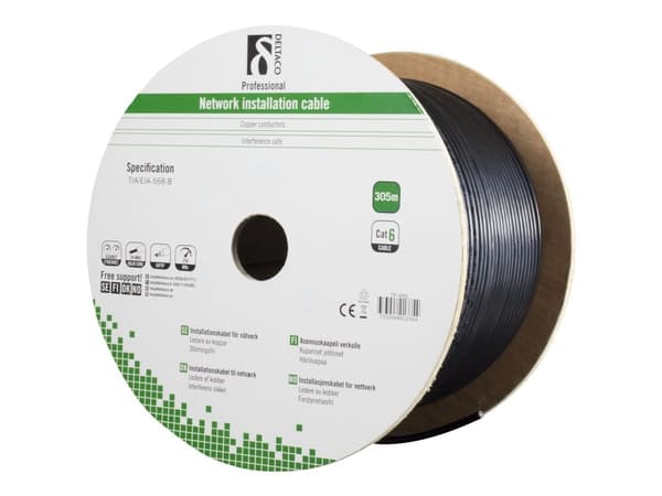 DELTACO TP-49G - Bulkkabel - FTP - CAT 6 - halogenfri, utomhus, fast - svart