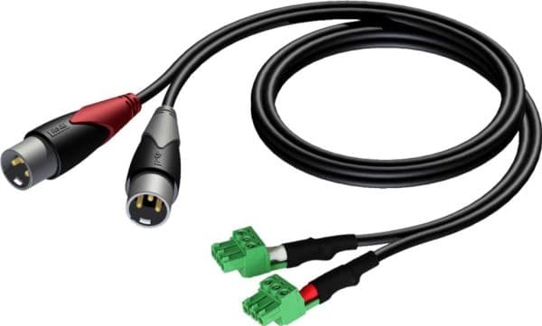 AUDAC CLA834, 2 x XLR (3-pin), Uros, 2 x Terminal, 1,5 m, Musta, Vihreä, Harmaa
