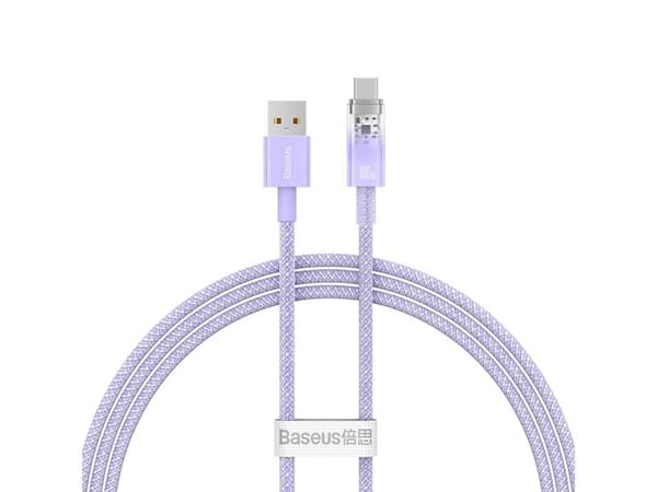 Baseus Explorer 100W USB-A til USB-C-kabel med intelligent temperatursensor 1 m - lilla