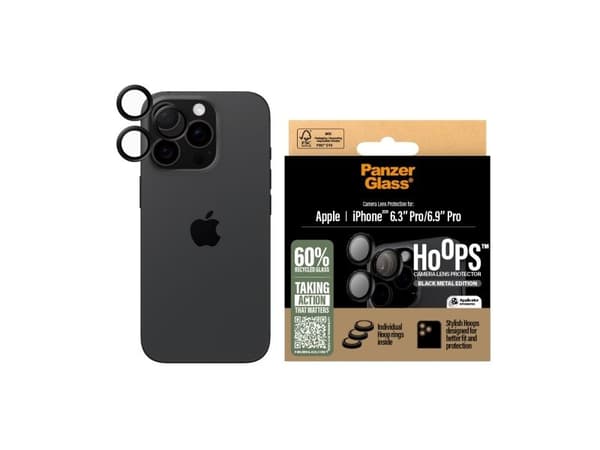 PanzerGlass ® Hoops® Camera Lens Protector Black iPhone 16 Pro | 16 Pro Max, Apple, Apple - iPhone 16 Pro, Apple - iPhone 16 Pro Max, Asennus kuiva...