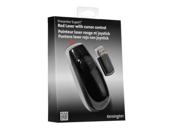 Kensington Presenter Expert Red Laser with Cursor Control - Presentasjonsfjernstyring - radio - svart