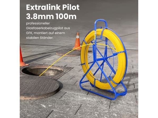 Extralink EX.31308, Gul, Glasfibrer, 3,8 mm, 100 m, Polyester, 18 kg