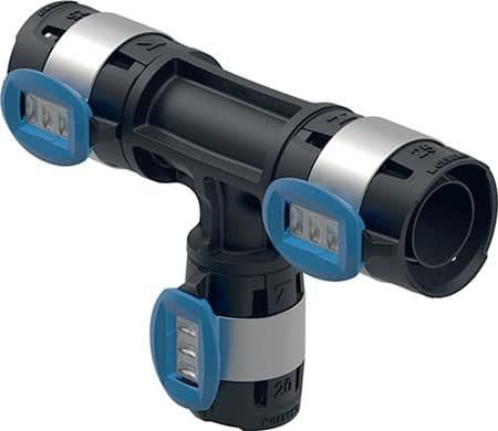 Geberit FlowFit tee 32 x 16 x 32 mm, sort PPSU