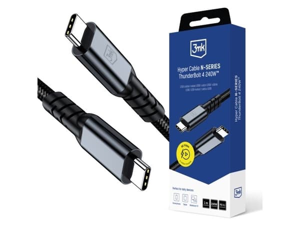 3MK USB-C - USB-C 1 m USB-kaapeli Musta (5903108682008)