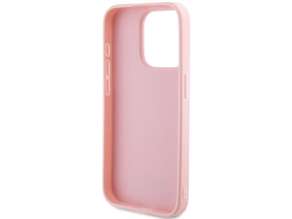 Guess Saffiano iriserende script-etui til iPhone 14 Pro - rosa
