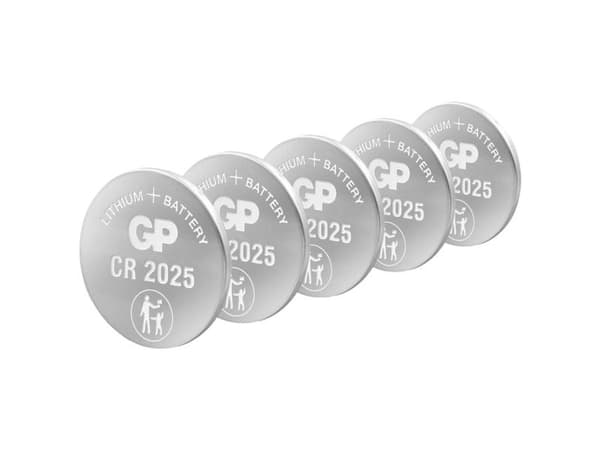 GP knapcelle, Lithium, CR2025, 5-pak