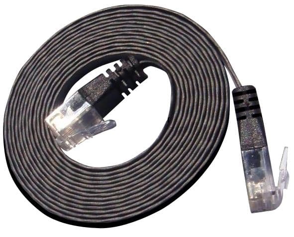 CAT6 slim patch-kabel, U/UTP, flat, svart