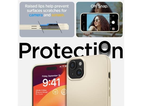 Spigen Thin Fit suojakuori iPhone 15 Plus - beige