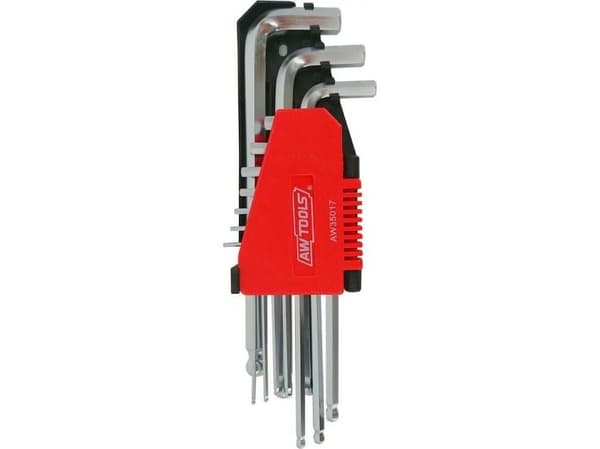 AW-Tools HEX-bits 2,0-12,0 mm (10 stk) med kule-/kulehode, svart