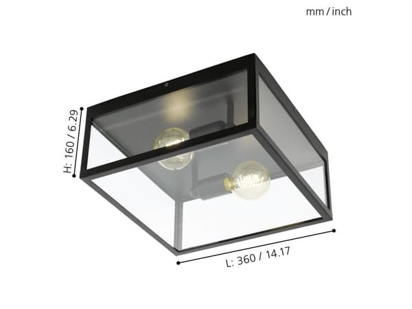 EGLO CHARTERHOUSE LOFT 2L SORT/KLAR