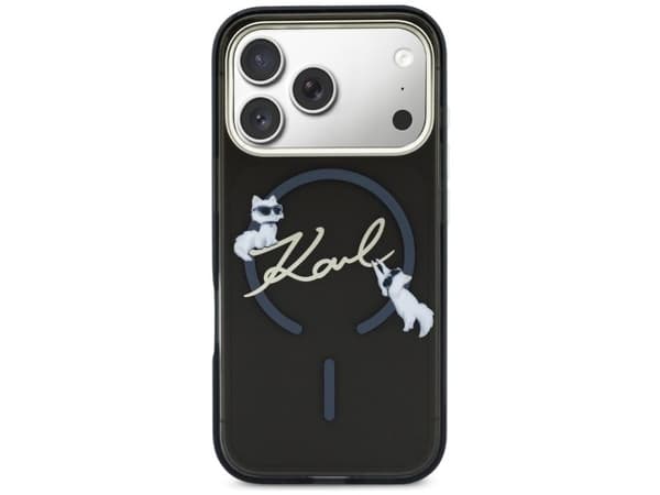 Karl Lagerfeld IML Choupettes Karl Script Logo MagSafe Case for iPhone 17 Pro Max - Black