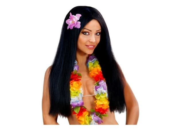 Hawaiiparykk med blomst