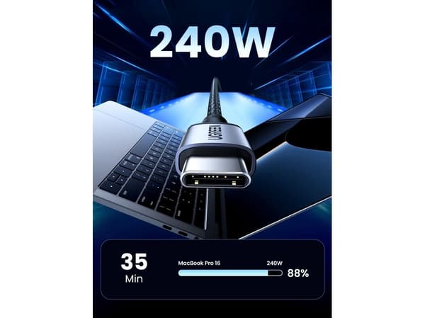 USB-C-USB-C-kaapeli UGREEN 15311, 1 m (harmaa)