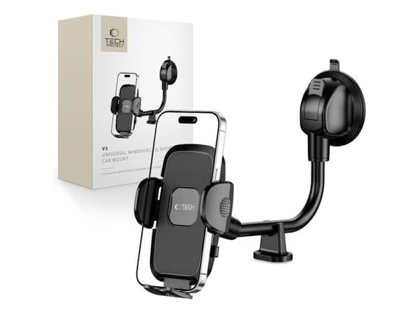Tech-Protect TECH-PROTECT V3 UNIVERSAL LONG ARM WINDSHIELD & DASHBOARD CAR MOUNT BLACK