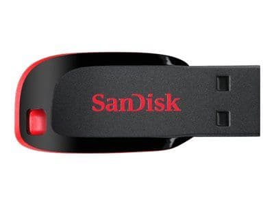 SanDisk Cruzer Blade - USB-flashstasjon - 32 GB - USB 2.0 - rød, glattsvart