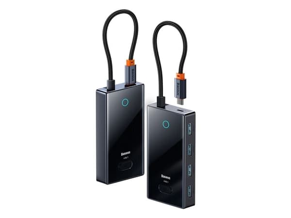 Baseus PioneerJoy USB-C-hub, 4x USB-A 3.0 - grå