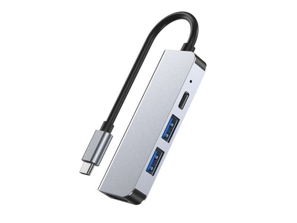 HUB Tech-Protect V2 4-i-1 USB-C - USB-A 3.0 / USB-A 2.0 / USB-C / HDMI - grå